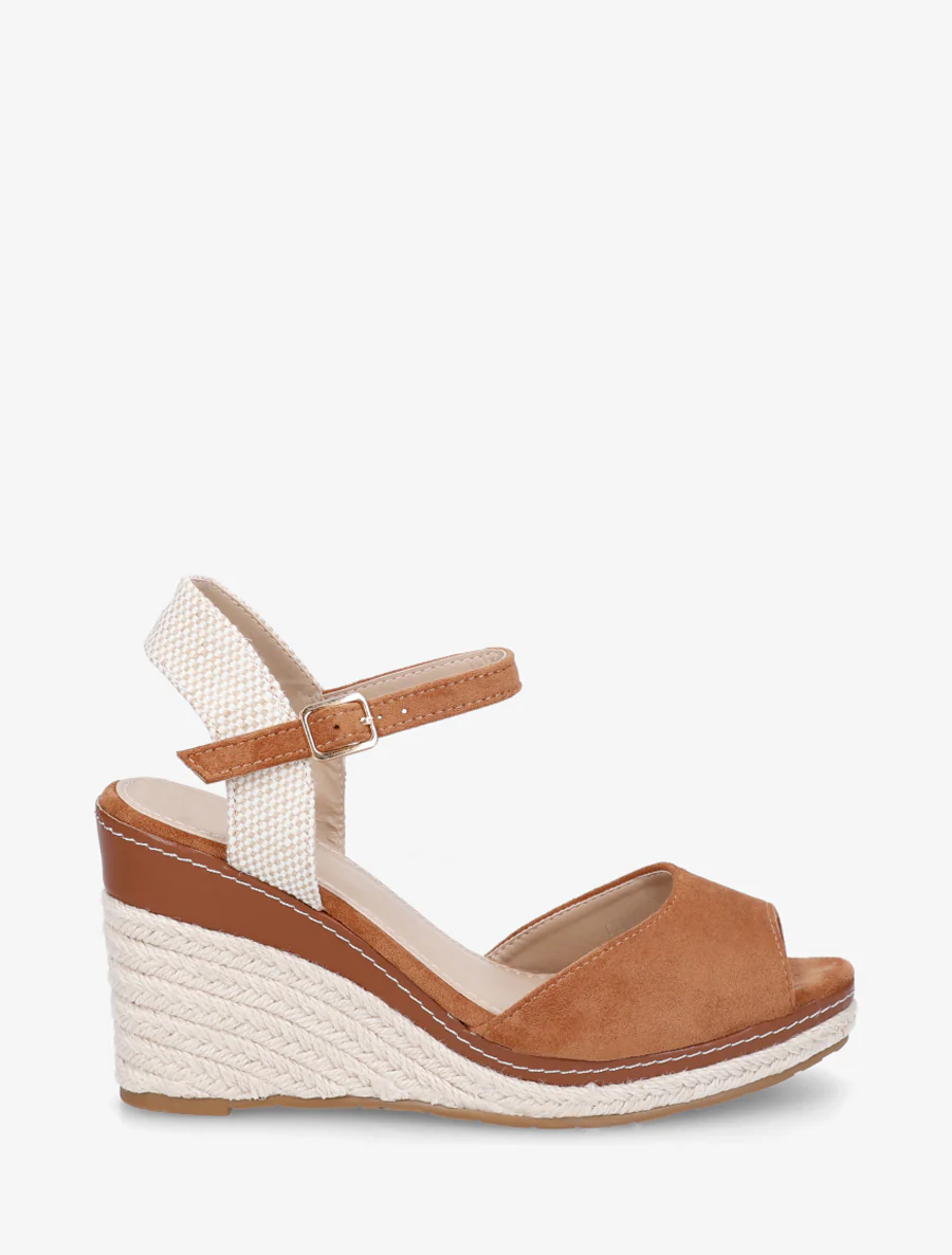 Sandales compensées style espadrille - Camel