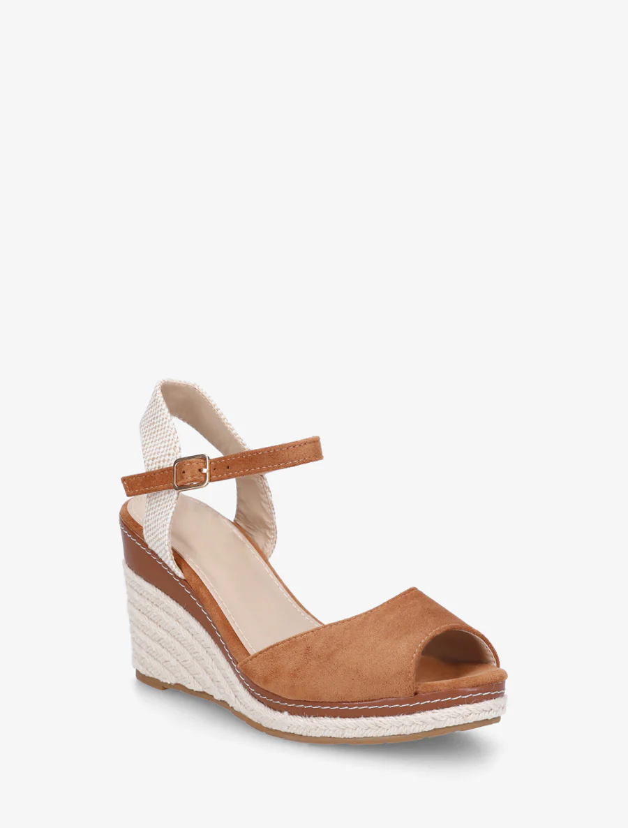 Sandales compensées style espadrille - Camel - Image 2
