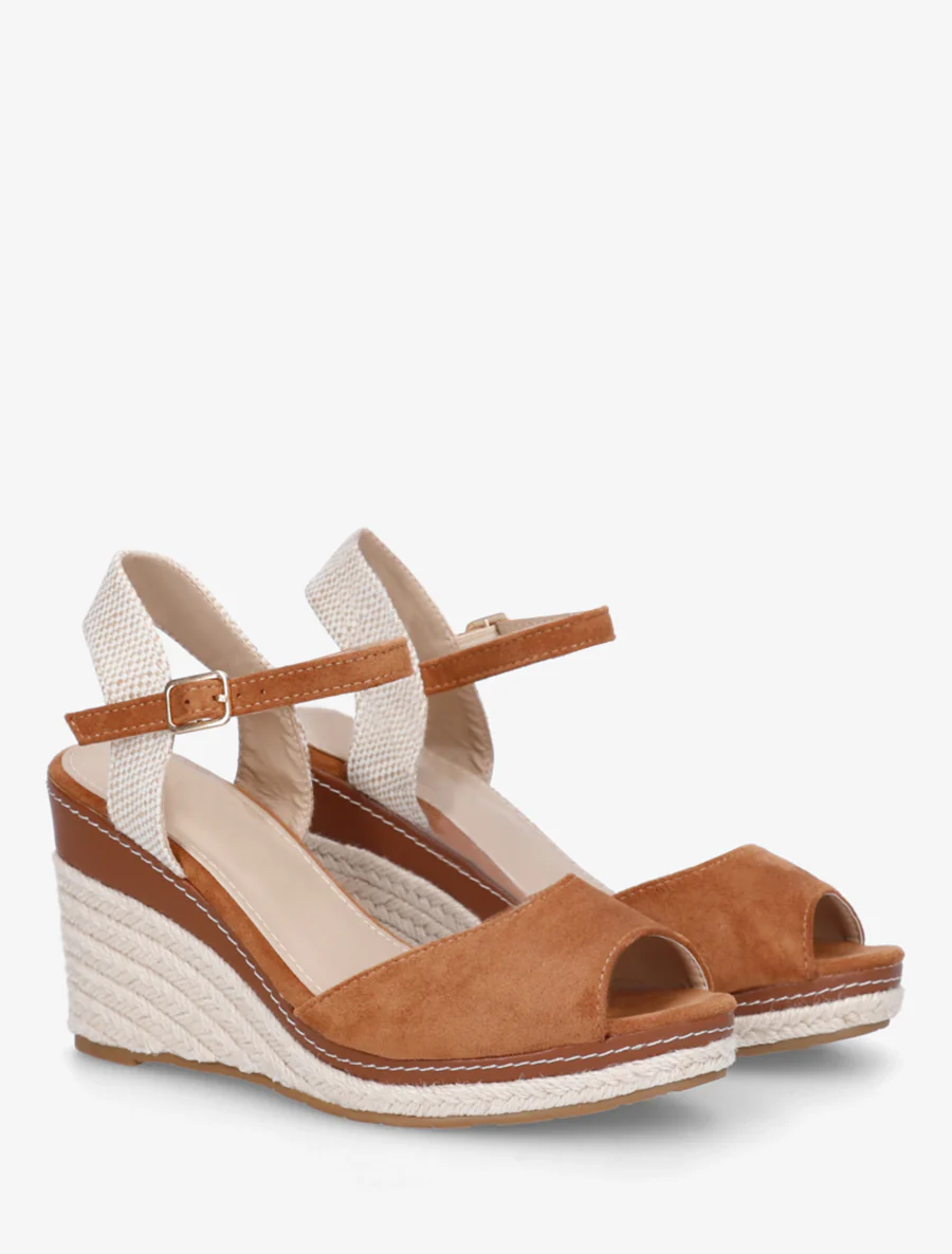 Sandales compensées style espadrille - Camel - Image 4