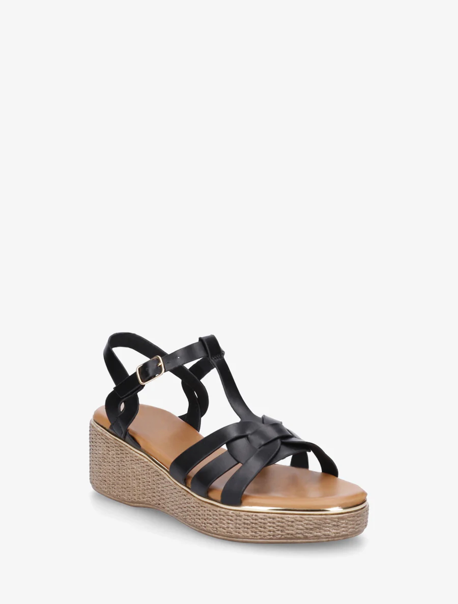 Sandales compensées style salomé - Noir - Image 2