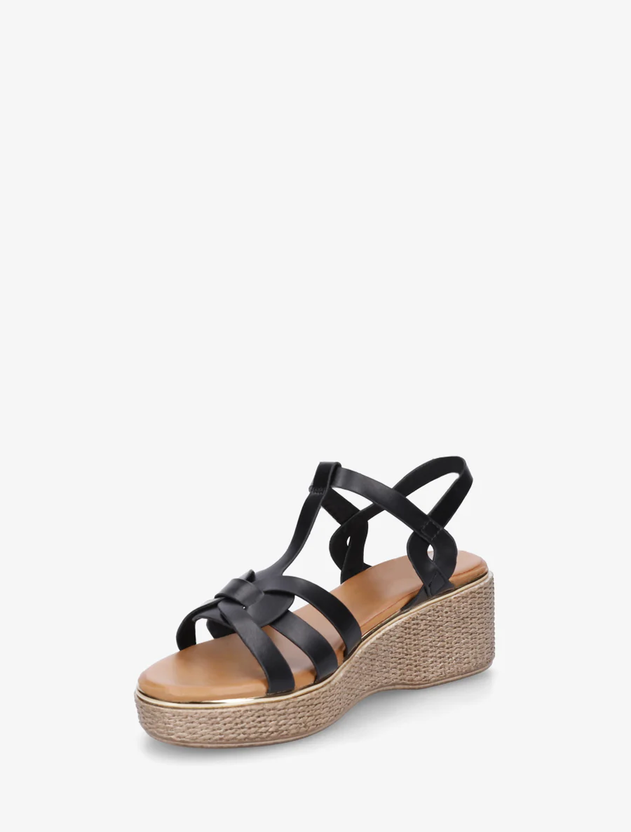Sandales compensées style salomé - Noir - Image 3