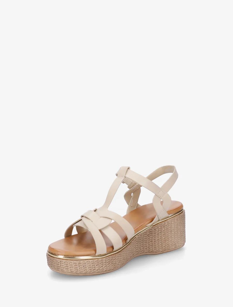 Sandales compensées style salomé - Beige - Image 3