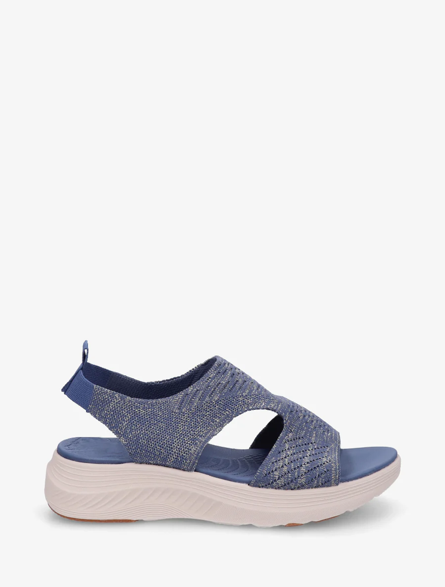 Sandales élastiquées en tissu irisé - Bleu foncé
