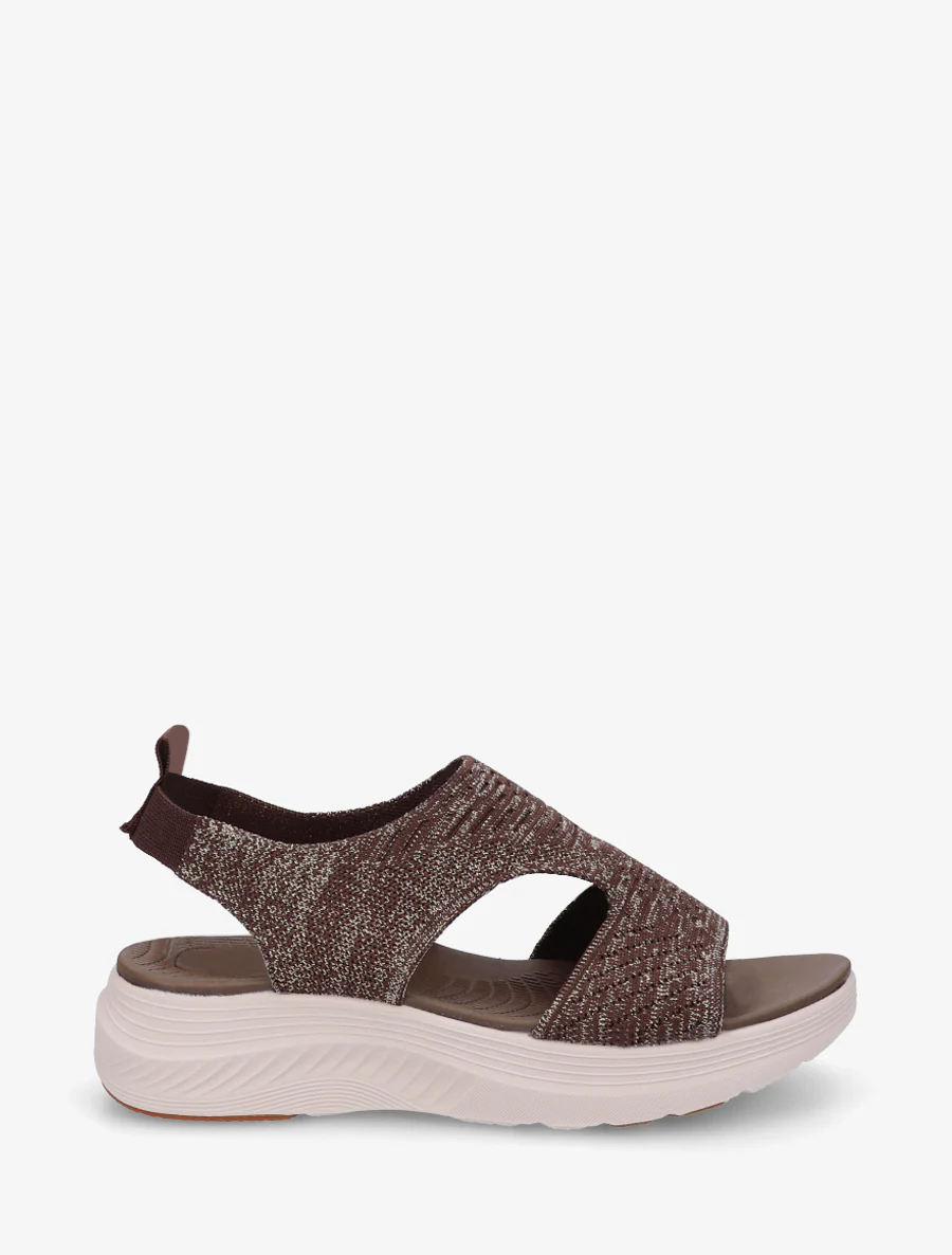 Sandales élastiquées en tissu irisé - Marron