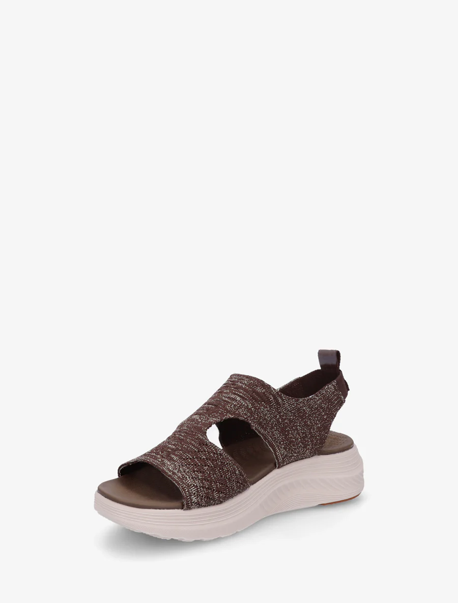 Sandales élastiquées en tissu irisé - Marron - Image 3