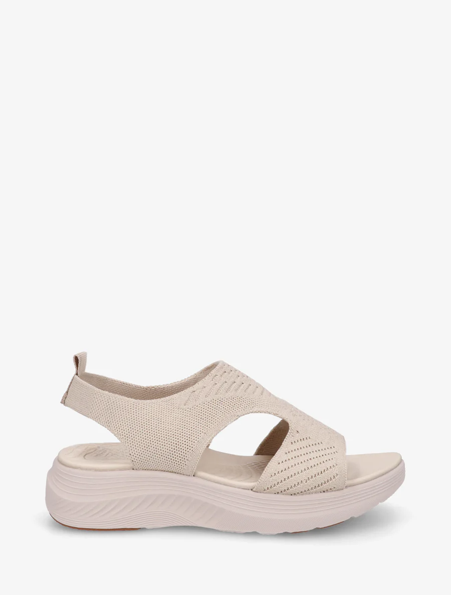 Sandales élastiquées en tissu irisé - Beige
