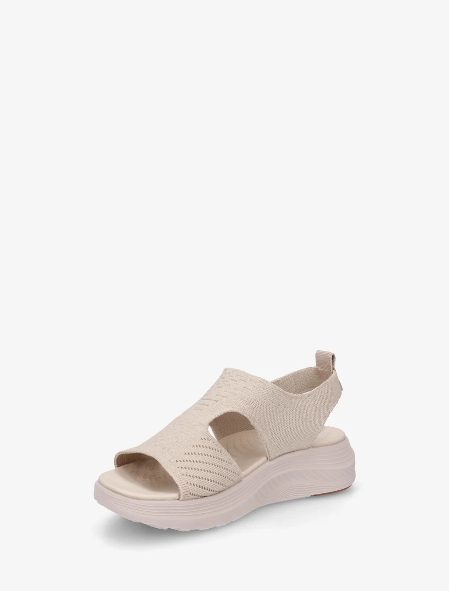 Sandales élastiquées en tissu irisé - Beige - Image 3