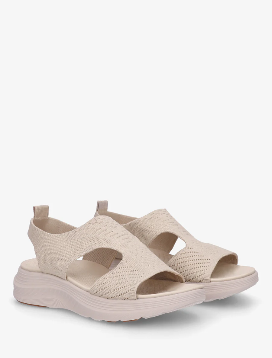Sandales élastiquées en tissu irisé - Beige - Image 4