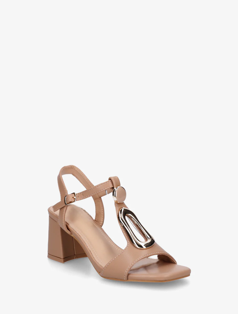 Sandales en simili à boucle fantaisie - Beige foncé - Image 2