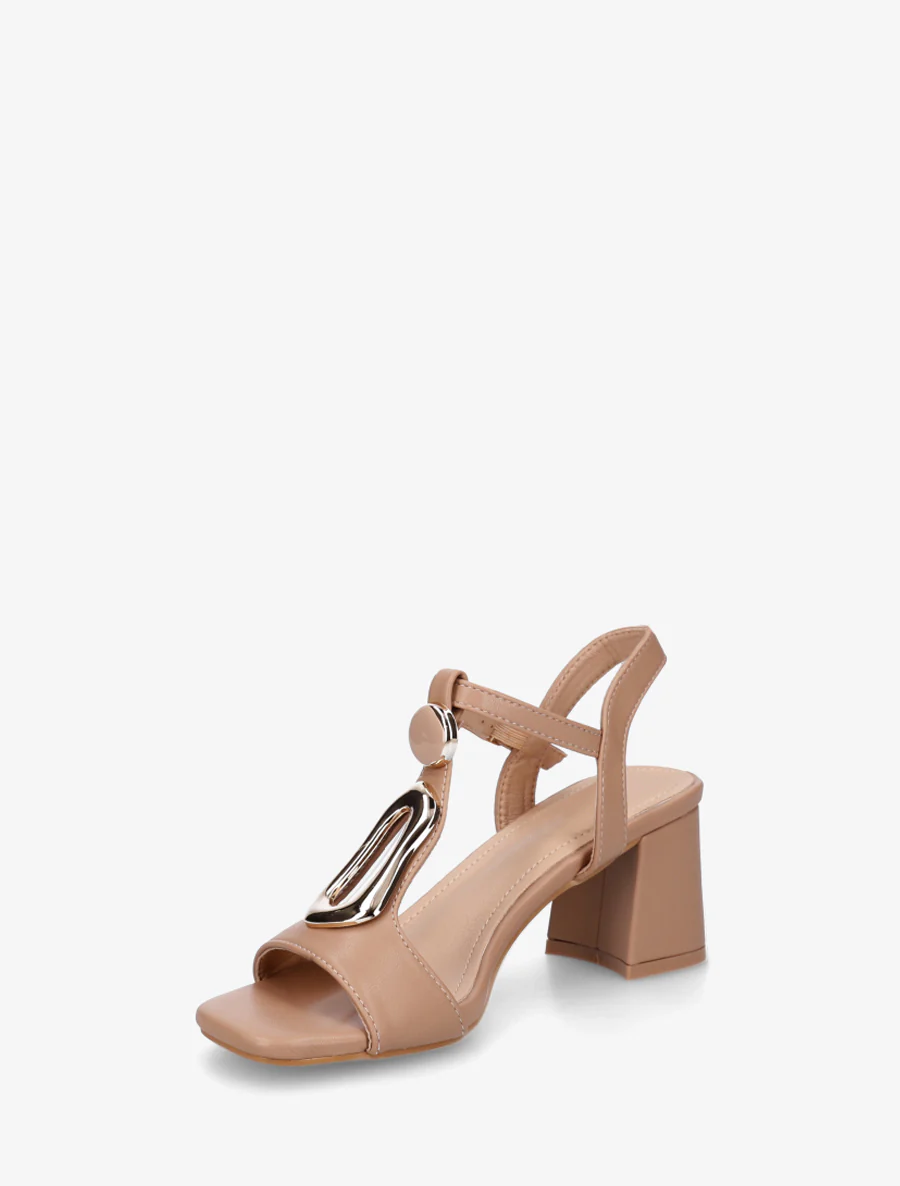Sandales en simili à boucle fantaisie - Beige foncé - Image 3