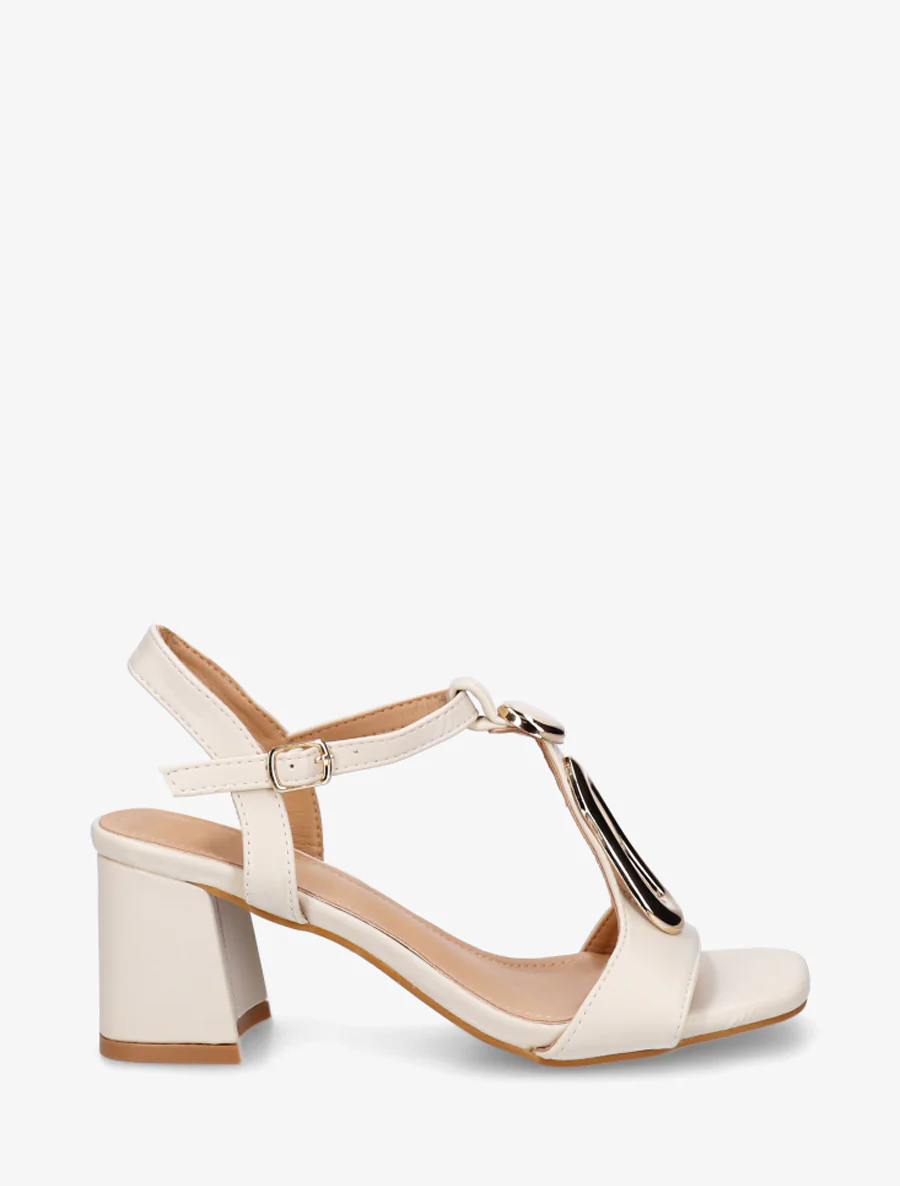 Sandales en simili à boucle fantaisie - Crème