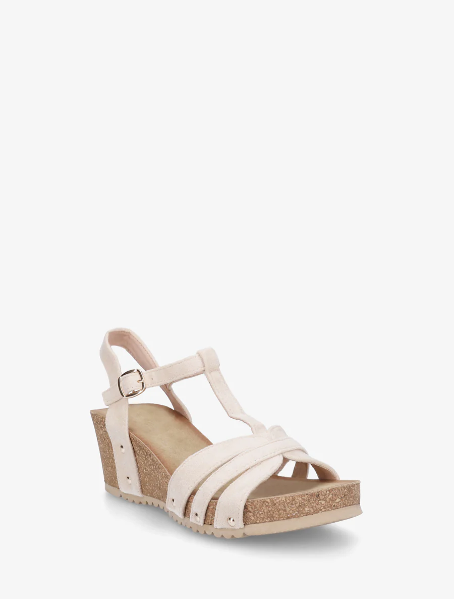 Sandales en suédine à bride en T - Beige - Image 2