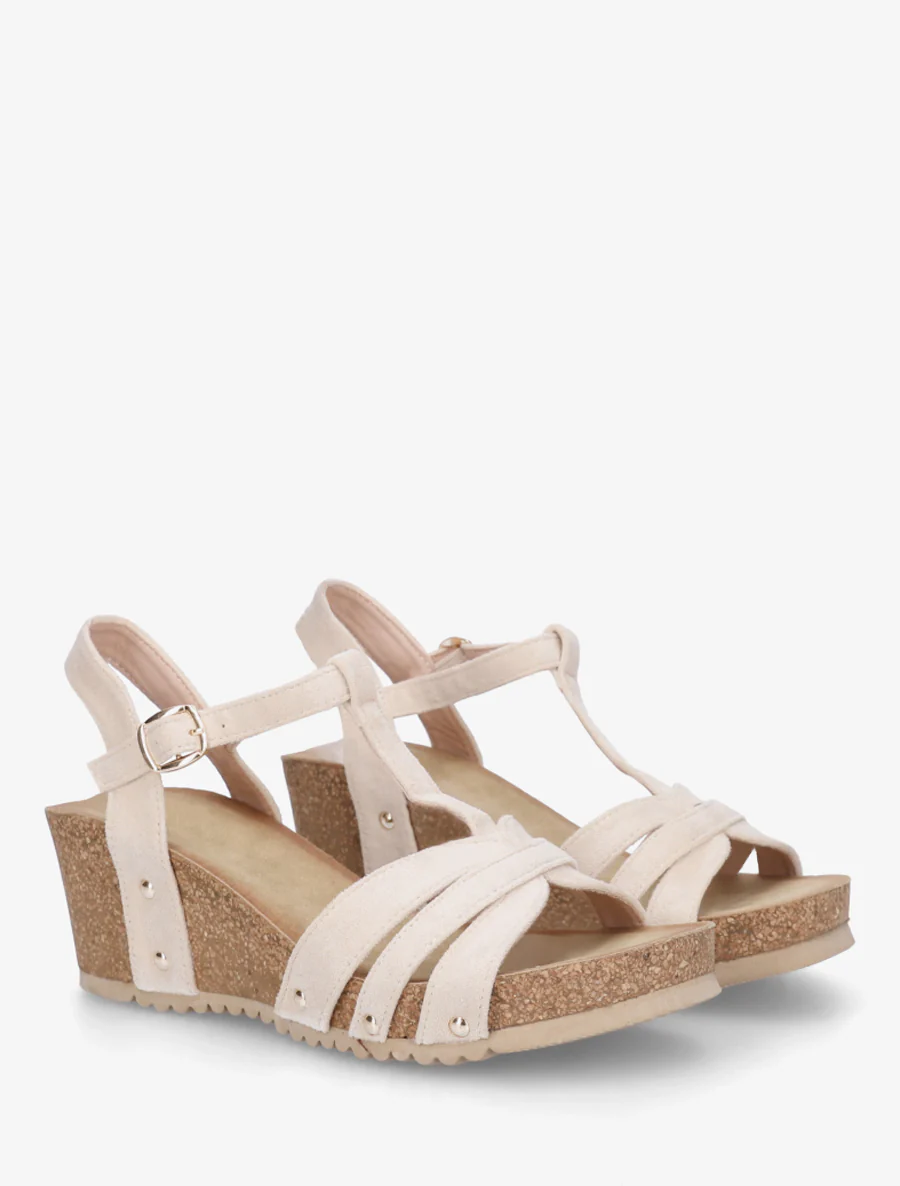 Sandales en suédine à bride en T - Beige - Image 4