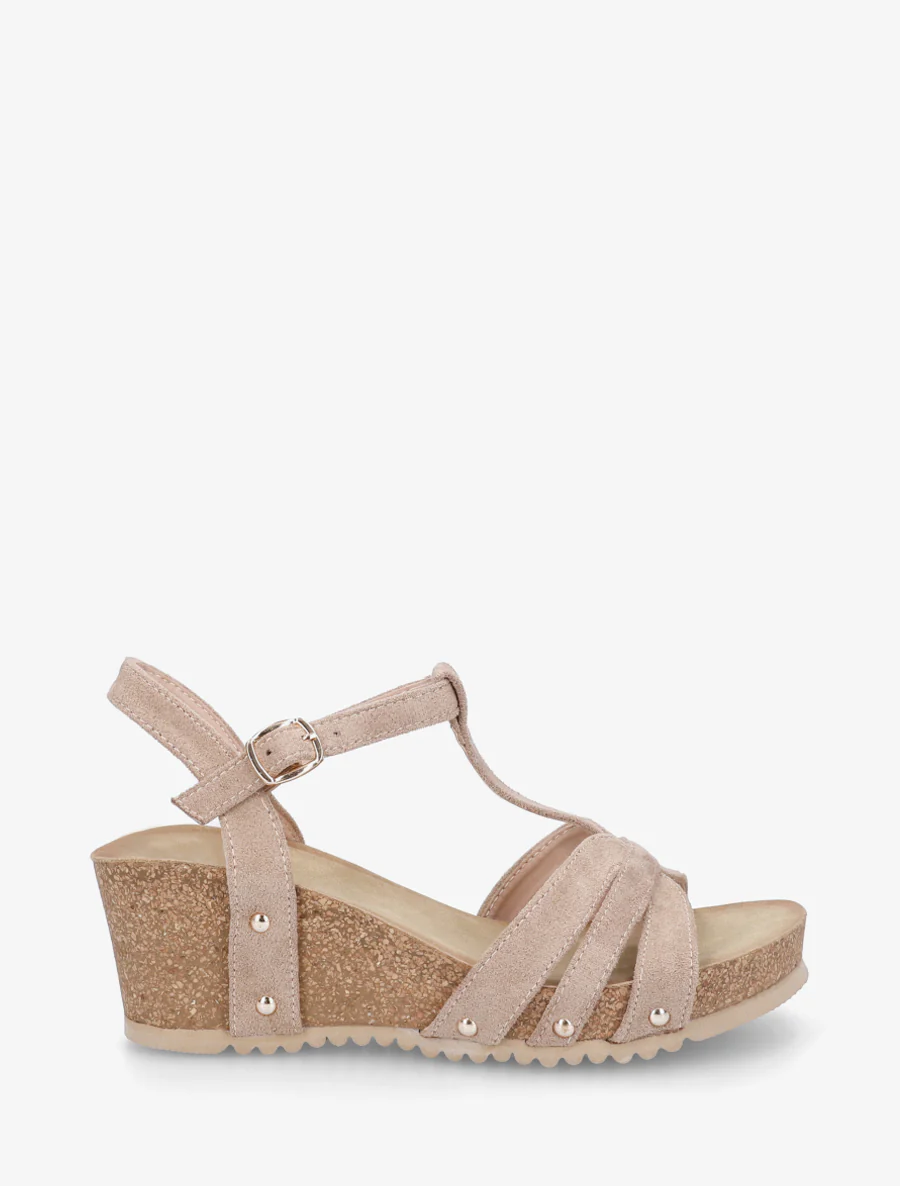 Sandales en suédine à bride en T - Taupe
