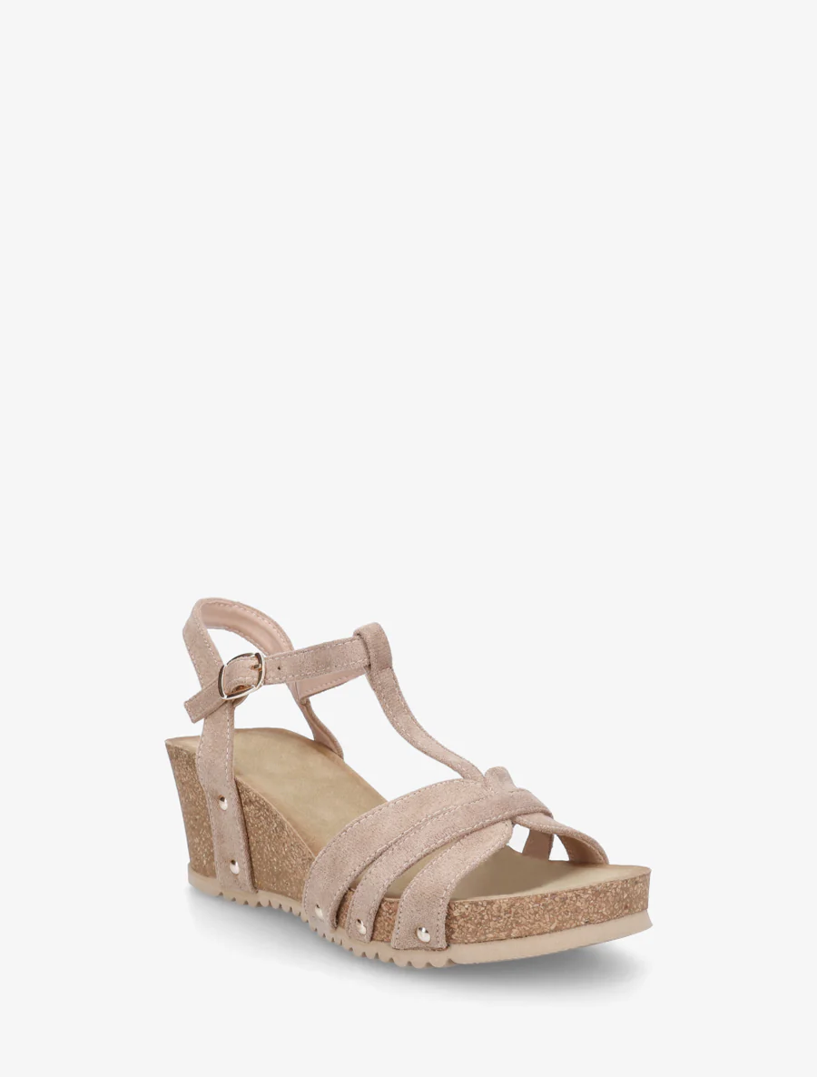 Sandales en suédine à bride en T - Taupe - Image 2