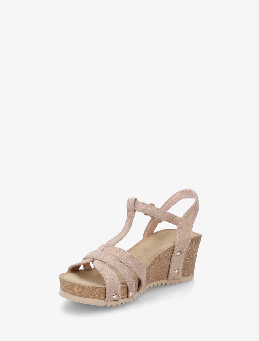 Sandales en suédine à bride en T - Taupe - Image 3