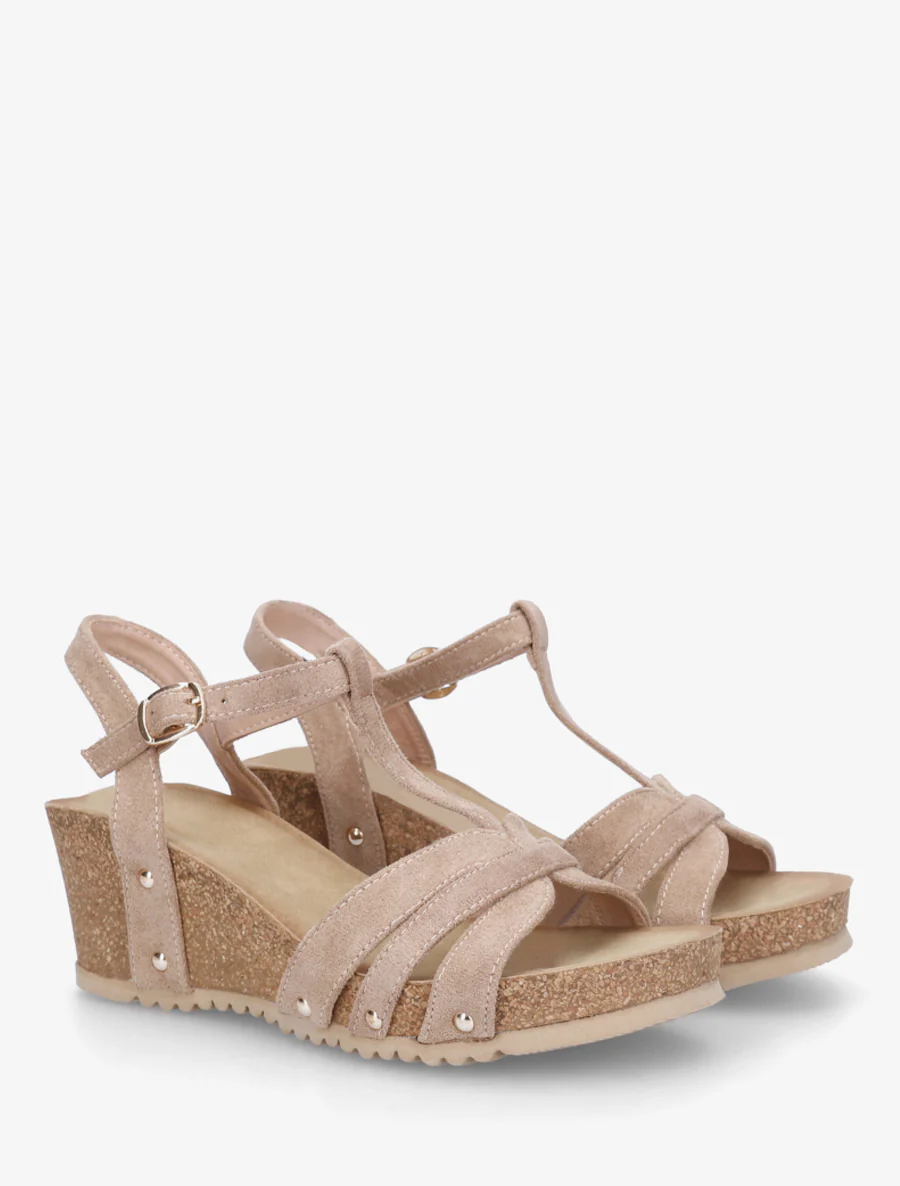 Sandales en suédine à bride en T - Taupe - Image 4