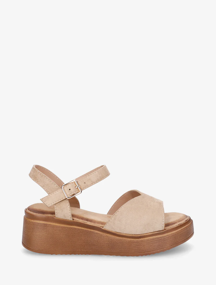 Sandales en suédine à bride en V - Taupe