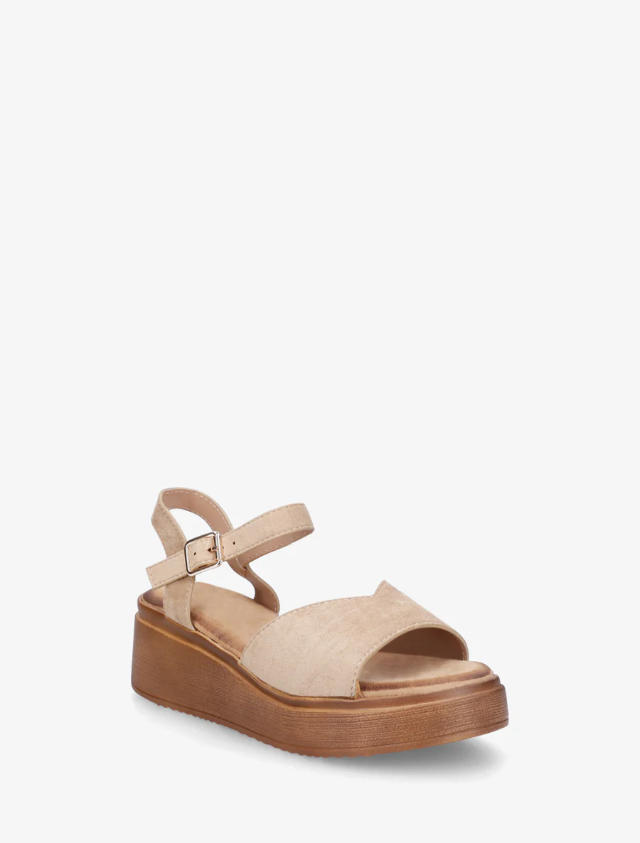 Sandales en suédine à bride en V - Taupe - Image 2