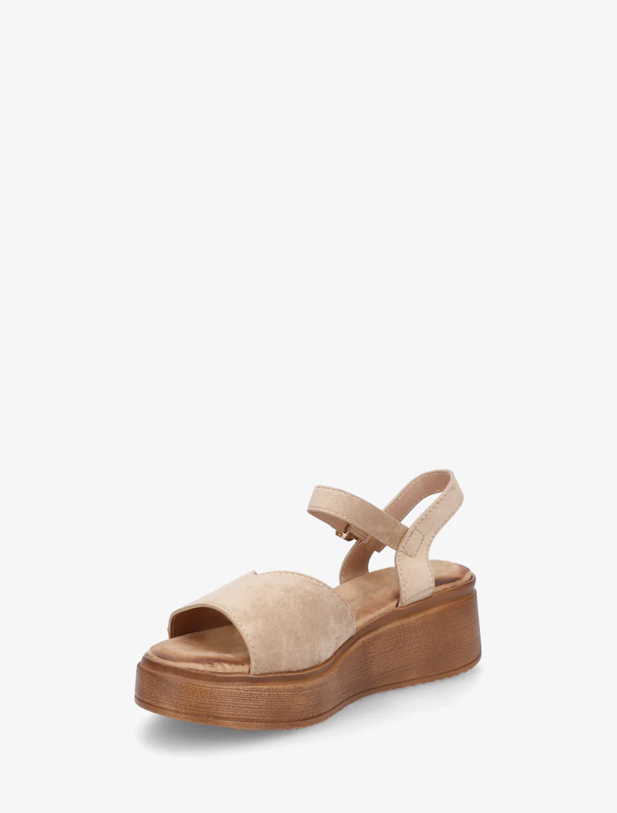 Sandales en suédine à bride en V - Taupe - Image 3