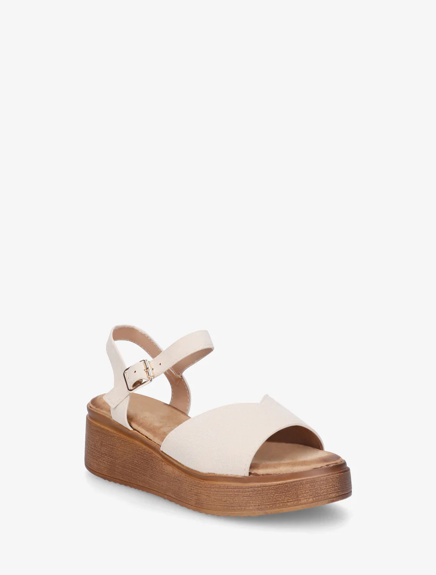 Sandales en suédine à bride en V - Beige - Image 2