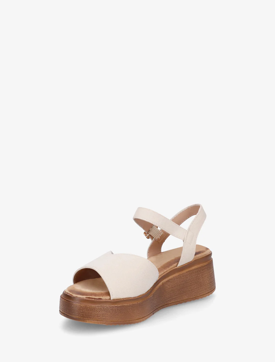 Sandales en suédine à bride en V - Beige - Image 3