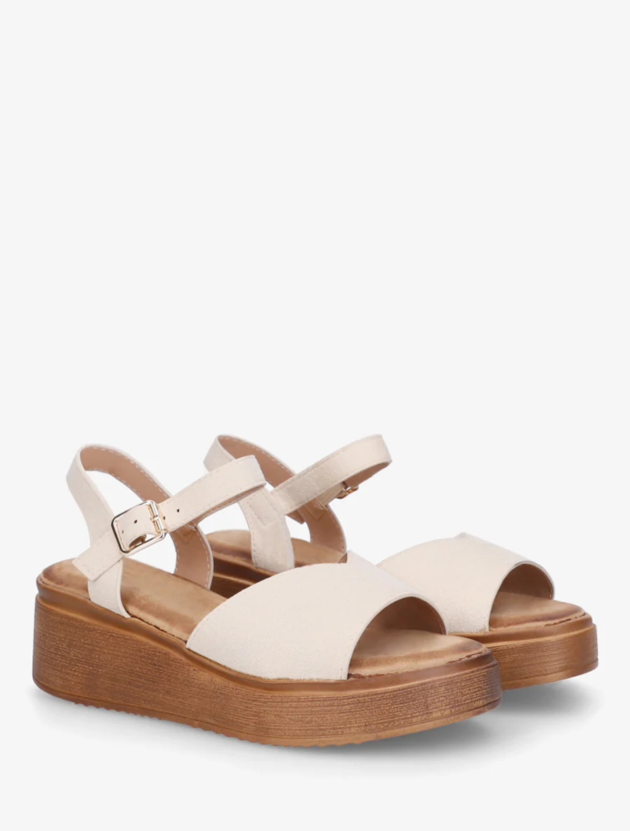 Sandales en suédine à bride en V - Beige - Image 4