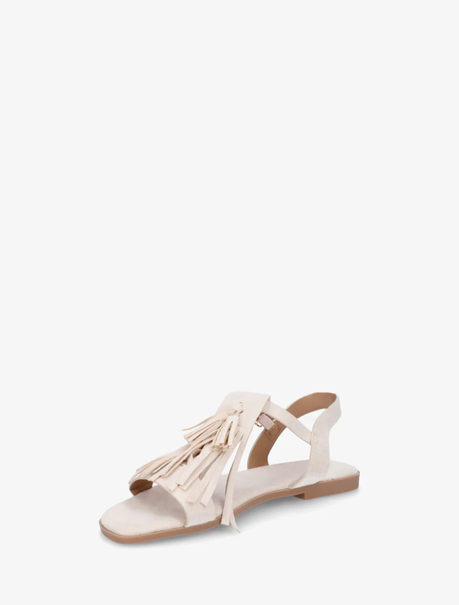 Sandales en suédine à franges - Beige - Image 3