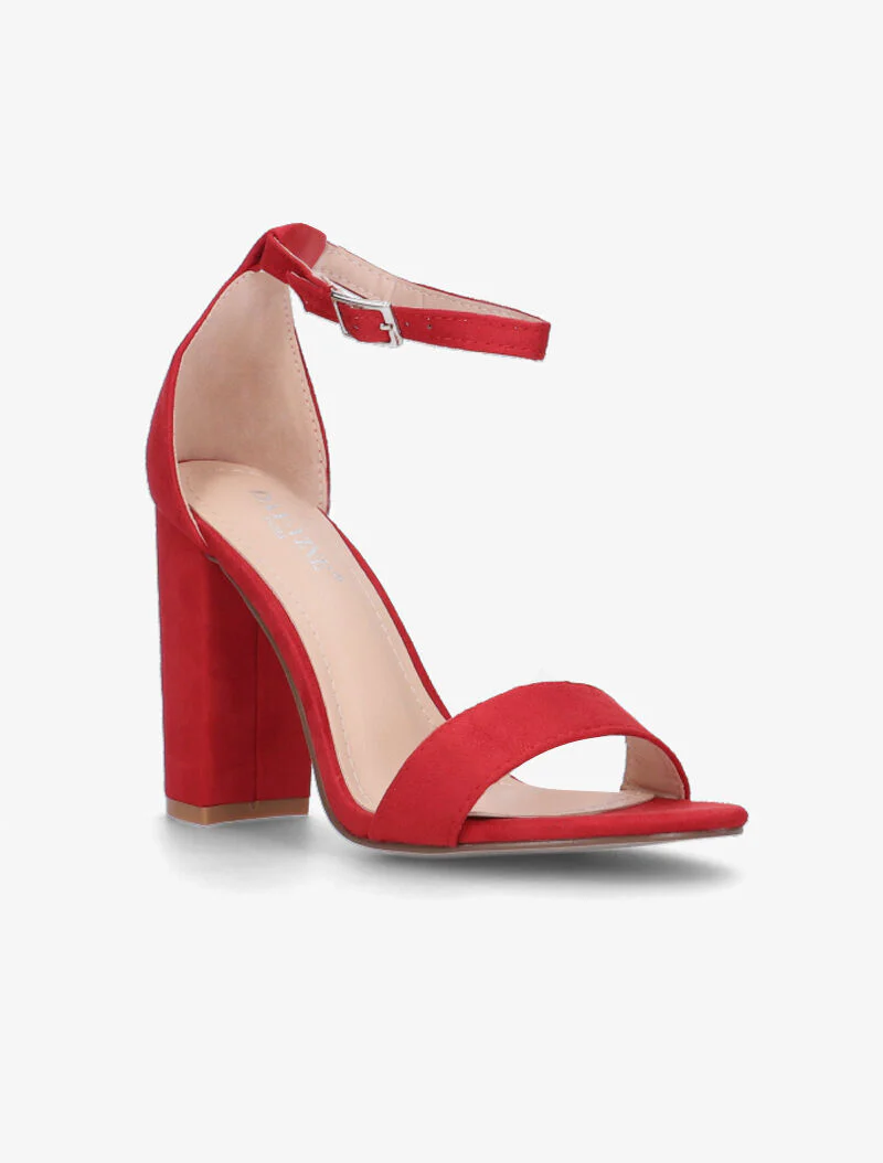 Sandales en suédine à talon bottier - rouge - Image 2