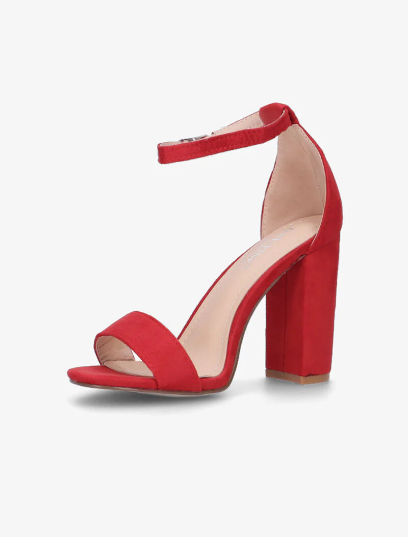 Sandales en suédine à talon bottier - rouge - Image 4