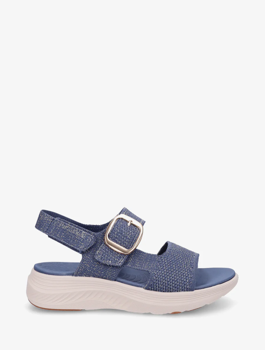 Sandales en tissu irisé à boucle et scratch - Bleu foncé