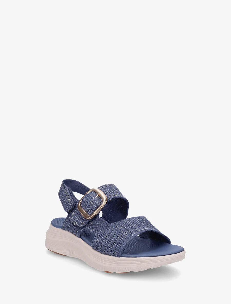 Sandales en tissu irisé à boucle et scratch - Bleu foncé - Image 2