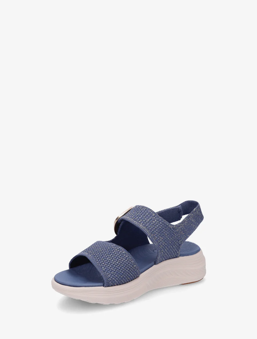 Sandales en tissu irisé à boucle et scratch - Bleu foncé - Image 3