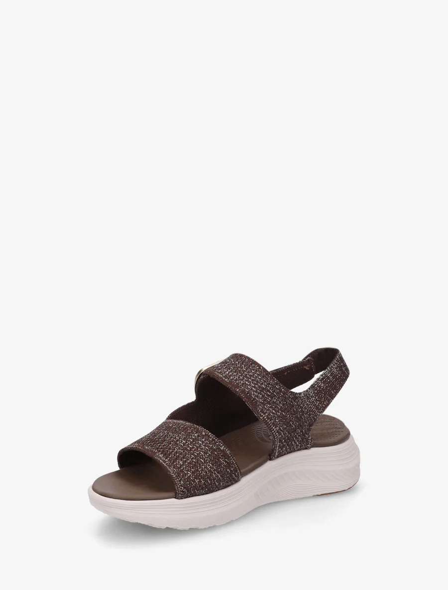 Sandales en tissu irisé à boucle et scratch - Marron - Image 3