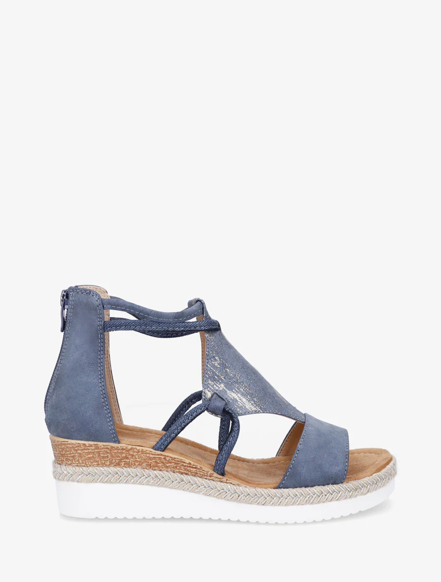 Sandales irisées à talon compensé - Bleu