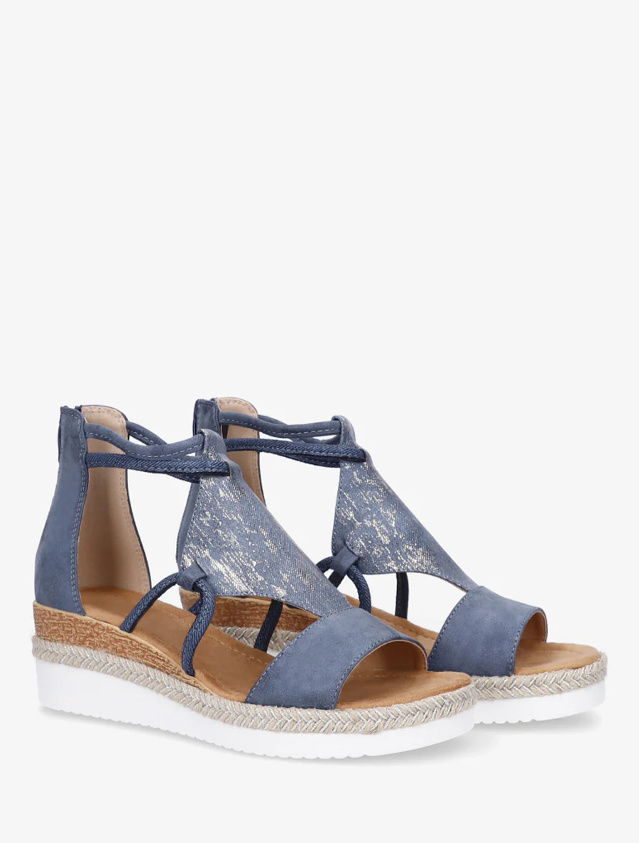 Sandales irisées à talon compensé - Bleu - Image 4