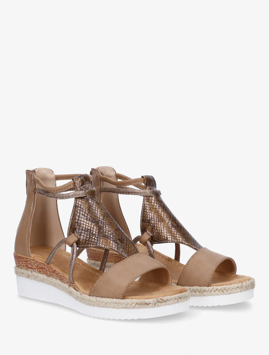 Sandales irisées à talon compensé - Taupe - Image 4
