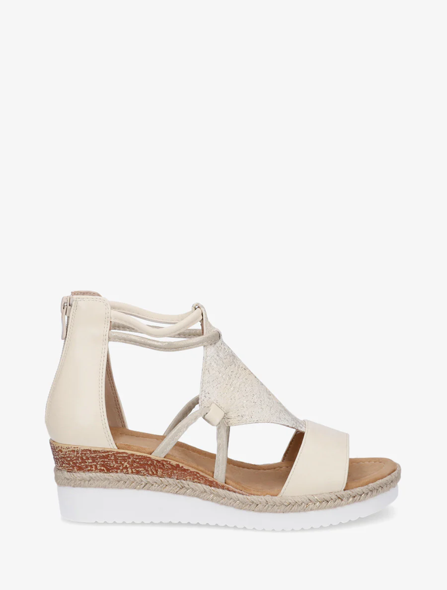 Sandales irisées à talon compensé - Beige