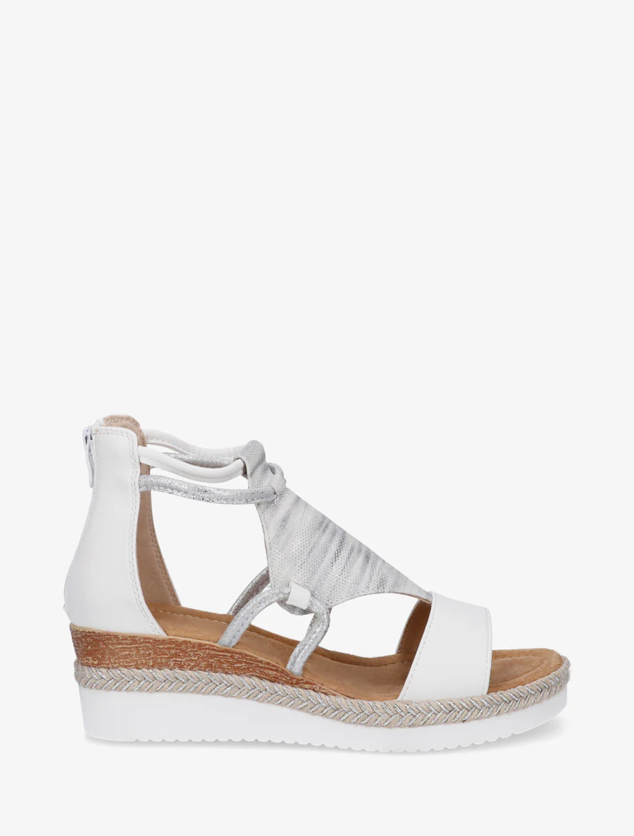 Sandales irisées à talon compensé - Blanc