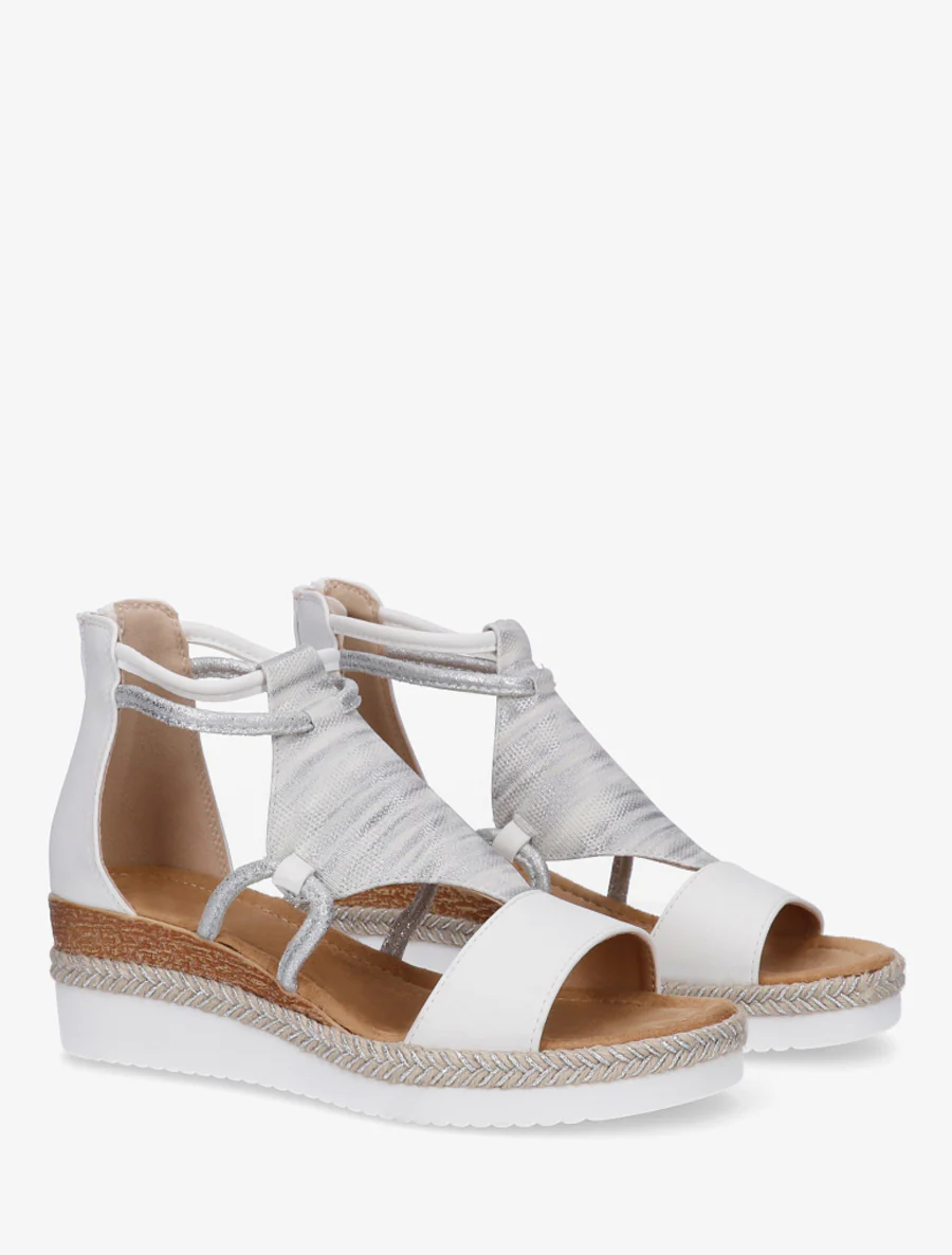 Sandales irisées à talon compensé - Blanc - Image 4