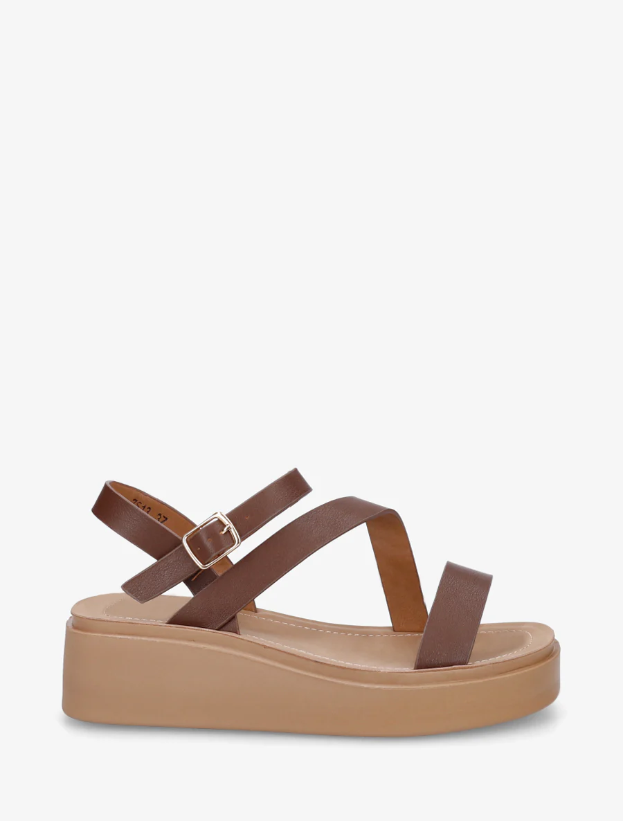 Sandales multi-bride en simili - Marron