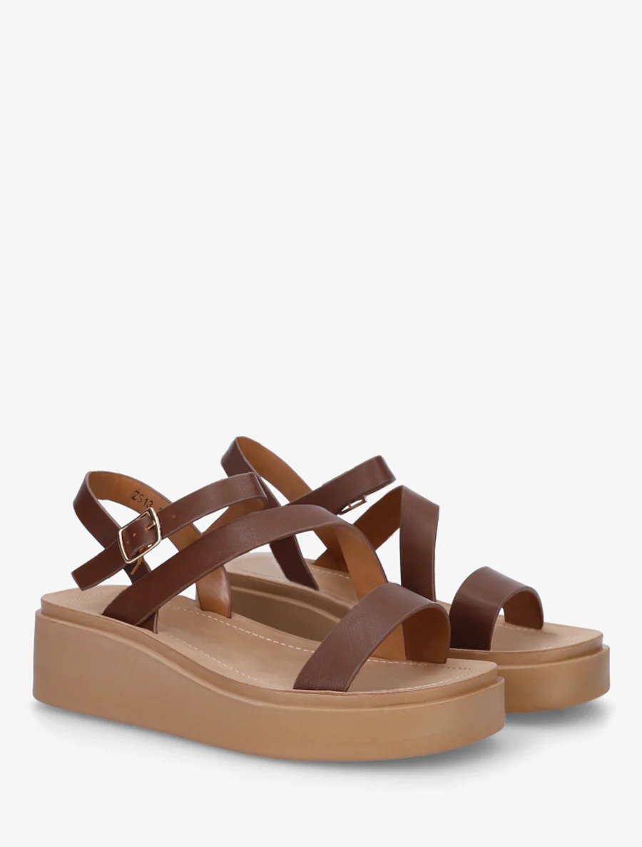 Sandales multi-bride en simili - Marron - Image 4