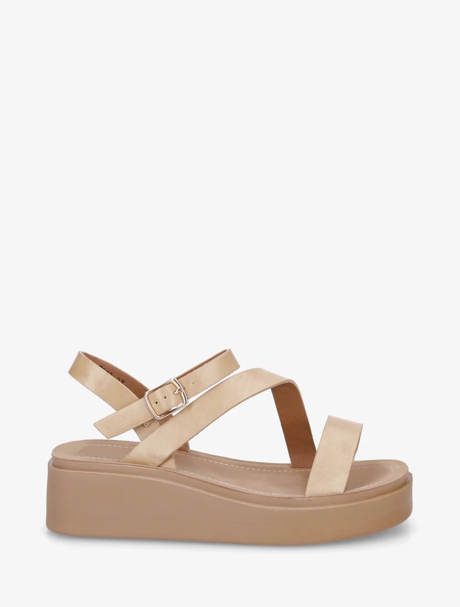 Sandales multi-bride en simili - Beige