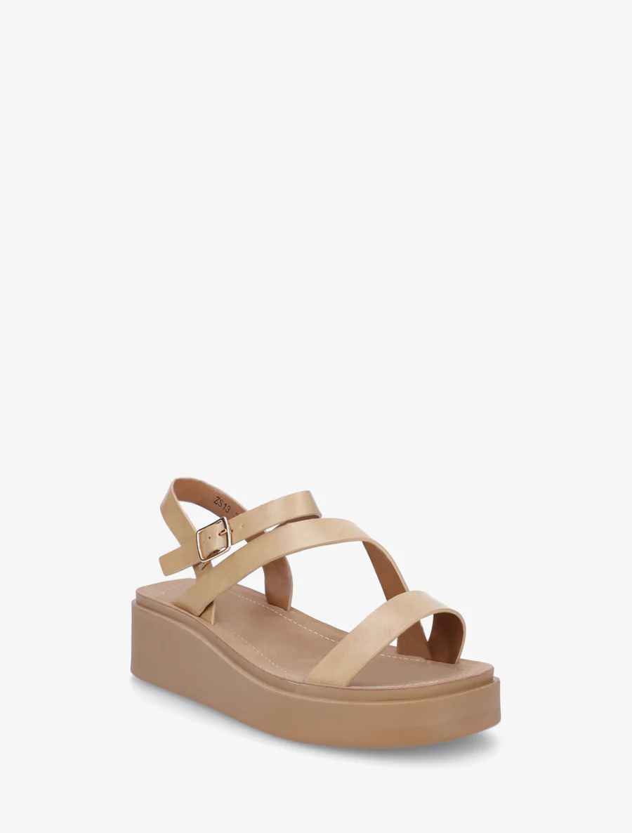 Sandales multi-bride en simili - Beige - Image 2