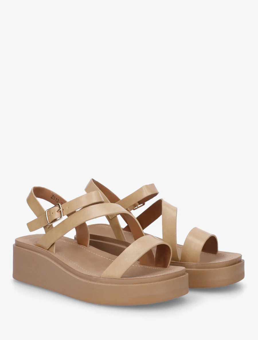 Sandales multi-bride en simili - Beige - Image 4