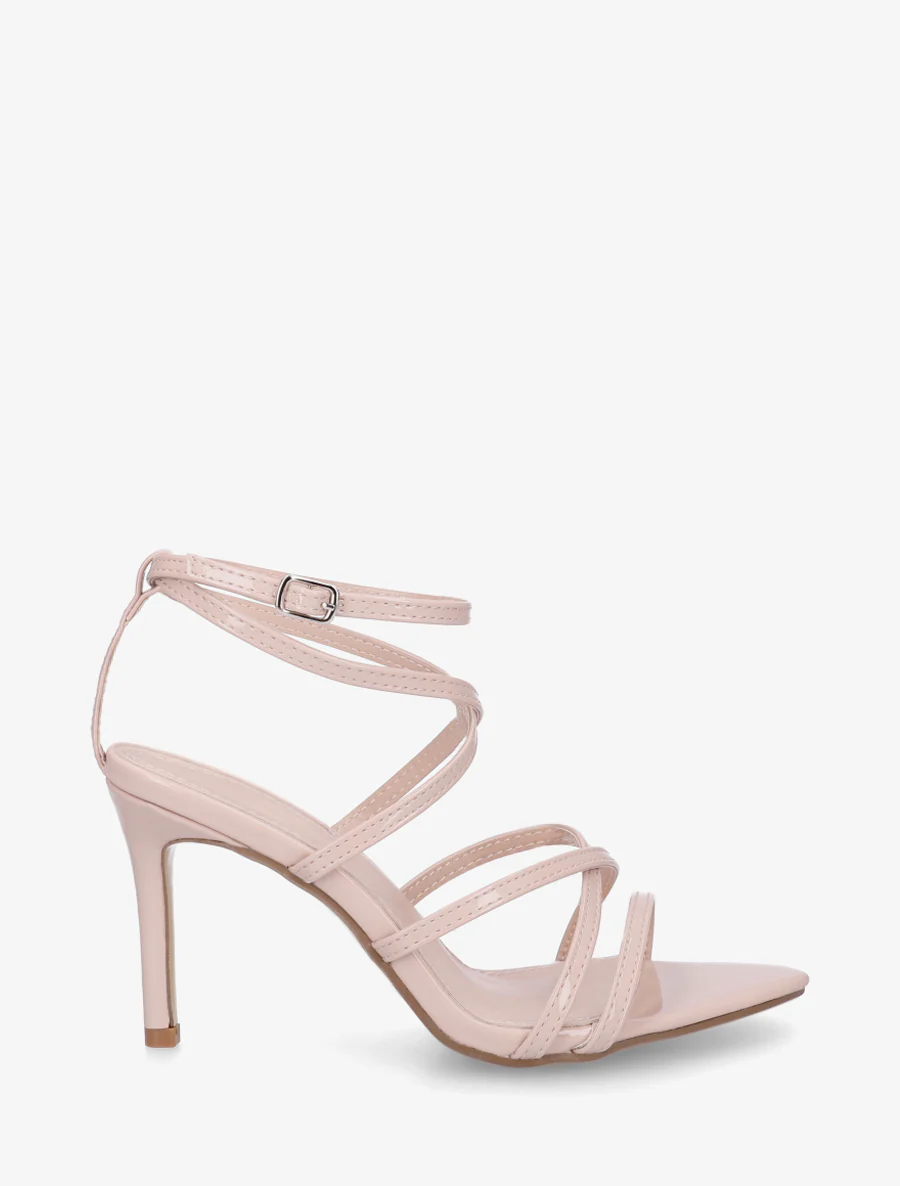 Sandales multibrides à talon aiguille - Beige