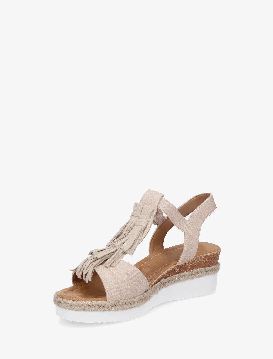 Sandales pailletées à franges en suédine - Beige - Image 3
