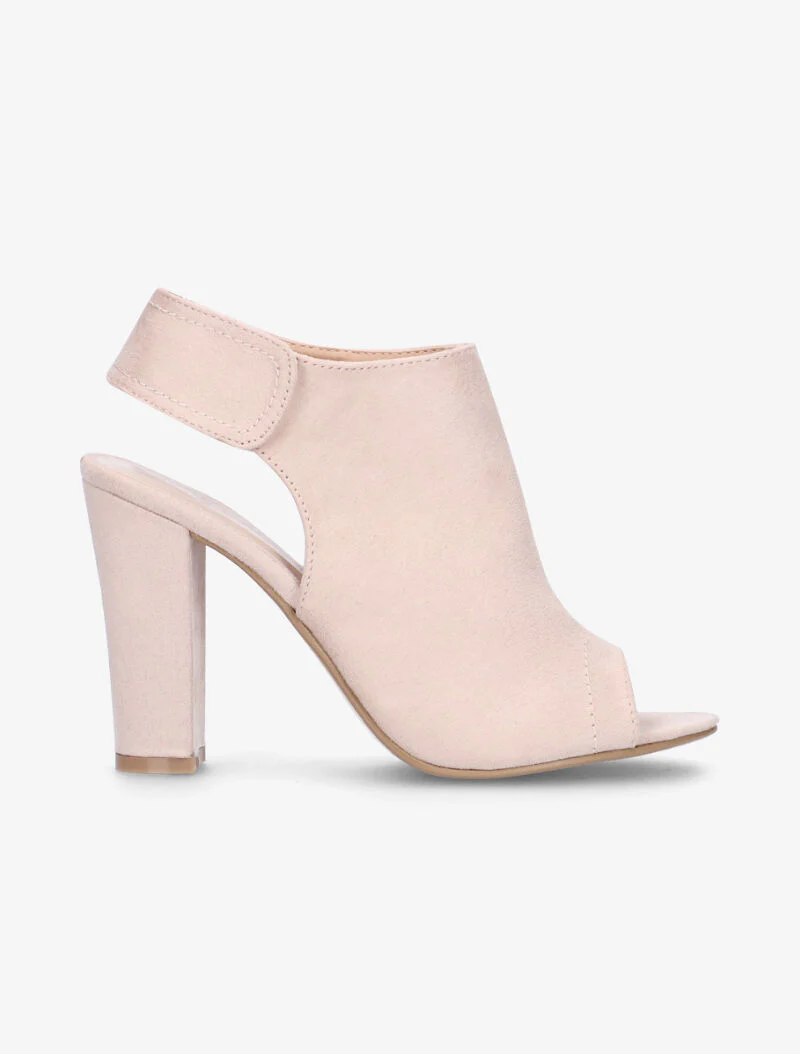 Sandales peep toes en suédine - rose