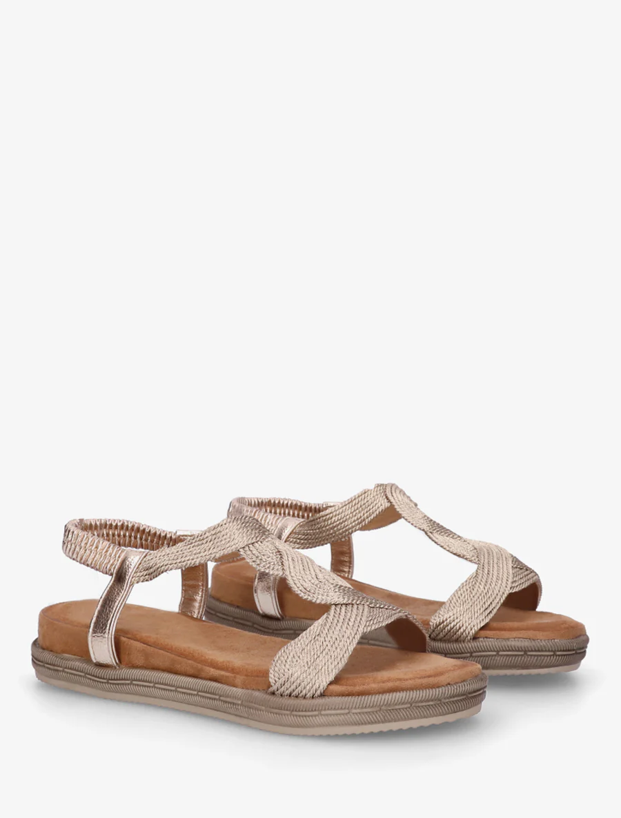 Sandales plates à cheville élastiquée - Doré rose - Image 4