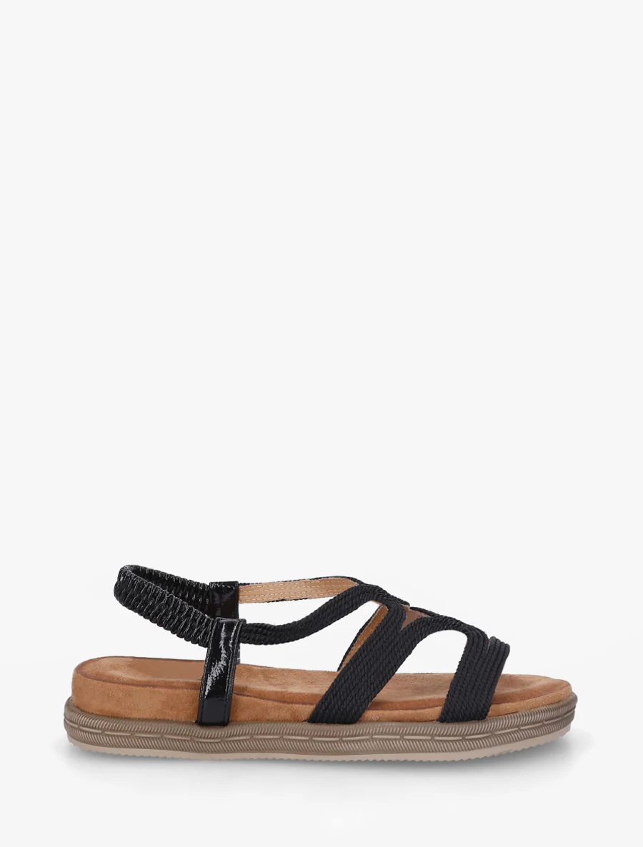 Sandales plates en cordelettes - Noir
